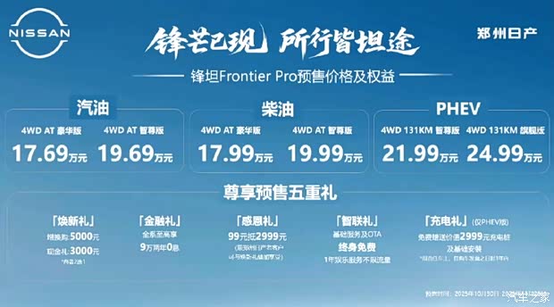 预售17.69万起 郑州日产Frontier Pro系列开启预售 中文名：锋坦